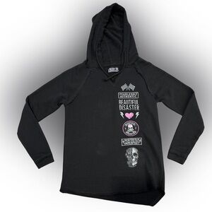 Beautiful Disaster Raw Hem Hoodie BNWOT
